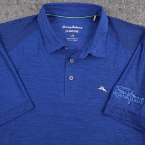 Tommy Bahama Palm Coast Pro IslandZone Polo Shirt Mens L Blue Performance Golf